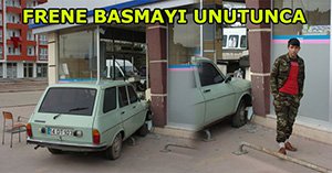 Otomobiliyle markete daldı