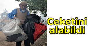 Alevlerin arasından ceketini ve yastığını alabildi...