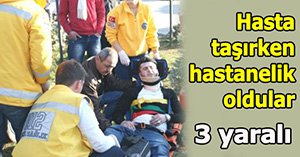 Ambulans takla attı 3 yaralı
