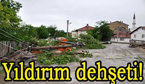 Bolu'da apartmanın önüne yıldırım düştü..