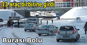 Buzlanan yolda zincirleme kaza!