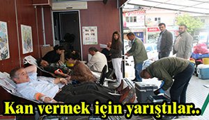 Gerede'de kan bağışı için uzun kuyruklar oluştu..