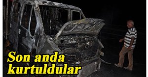 Kamyonet kül oldu...