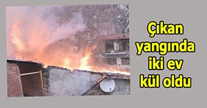 Mudurnudaki yangında iki ev kül oldu
