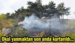 Okulun yakınında çıkan yangın panik yarattı...