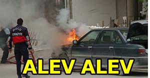 Otomobil alev alev yanıyordu...
