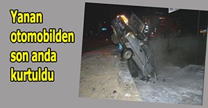 Otomobil cayır cayır yandı
