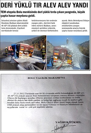 Vefalı sürücü teşekkür etmeyi unutmadı. Bunuda gördük.