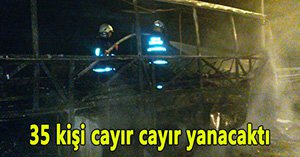Yolcu otobüsü kül oldu