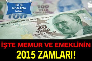 ÇALIŞAN VE EMEKLİLERİN 2015 ZAMLARI!