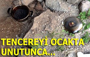 OCAKTA TENCEREYİ UNUTUNCA YANGIN ÇIKTI!