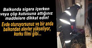 BALKONDAN ÇIKAN YANGIN KORKUTTU