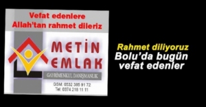 BOLU'DA VEFAT EDENLER - 01 EKİM PERŞEMBE