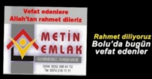 BOLU'DA VEFAT EDENLER 12 EKİM PAZARTESİ