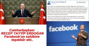 CUMHURBAŞKANI FACEBOOK KURUCUSUNA TEŞEKKÜR ETTİ