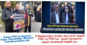 FİGEN YÜKSEKDAĞ'A PANKARTLI TEPKİ