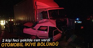 KAMYON KAVŞAKTAN ÇIKAN OTOMOBİLİ BİÇTİ