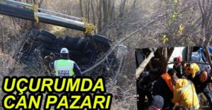 KAMYON ŞARAMPOLE YUVARLANDI!