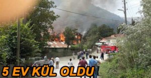 MUDURNU'DA 5 EV YANARAK KÜL OLDU
