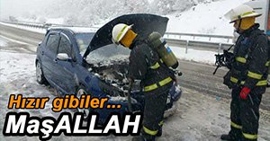 OTOMOBİLİ YANMAKTAN İTFAİYE KURTARDI