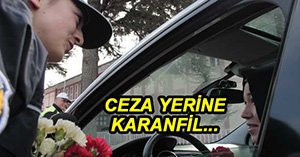 POLİSLER SÜRÜCÜLERE KARANFİL HEDİYE ETTİ