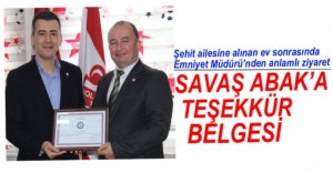 ABAK VE YÖNETİMİNE TEŞEKKÜR ETTİ