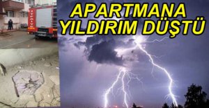 APARTMANIN ÇATISINA YILDIRIM DÜŞTÜ