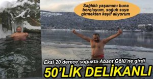 EKSİ 20 DERECEDE ABANT GÖLÜNE GİRDİ