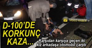 İKİ GENÇ KIZA OTOMOBİL ÇARPTI