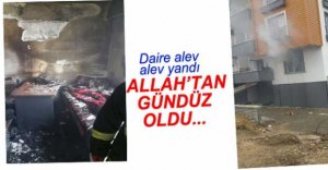 İŞÇİLERİN KALDIĞI DAİRE YANDI