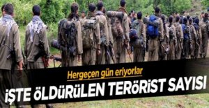 İŞTE TOPLAM ÖLDÜRÜLEN TERÖRİST SAYISI