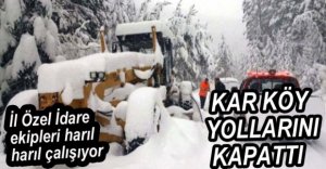 KAR KÖY YOLLARINI KAPATTI