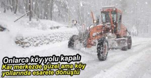 KAR YAĞIŞI KÖY YOLLARINI KAPATTI
