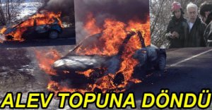 OTOMOBİL ALEV ALEV YANDI
