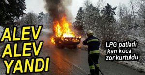 OTOMOBİL ALEV ALEV YANDI