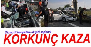 OTOMOBİL BARİYERLERE SAPLANDI