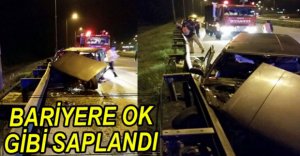 OTOMOBİL BARİYERLERE SAPLANDI