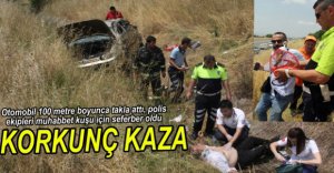 OTOMOBİL DEFALARCA TAKLA ATARAK DURDU