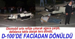 OTOMOBİL DEFALARCA TAKLA ATARAK TERS DÖNDÜ