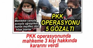 PKK OPERASYONUNDA 3 KİŞİ HAKKINDA KARAR VERİLDİ