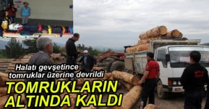 SÜRÜCÜ TOMRUKLARIN ALTINDA KALDI