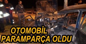 AĞACA ÇARPAN OTOMOBİL PARAMPARÇA OLDU