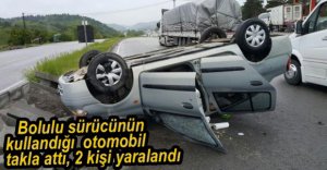 ARAÇ TAKLA ATTI, 2 KİŞİ YARALANDI