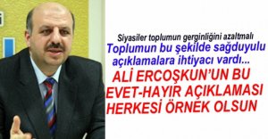 ERCOŞKUN'DAN EVET-HAYIR AÇIKLAMASI