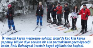 İLK KEZ KAYAK YAPMANIN KEYFİNİ YAŞADILAR