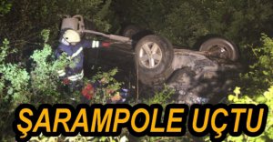 KONTROLDEN ÇIKAN ARAÇ ŞARAMPOLE UÇTU