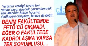 MEHMET BAHAR'DAN KADROLAŞMA TEPKİSİ