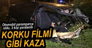 OTOMOBİL PARAMPARÇA OLDU, 3 KİŞİ YARALANDI
