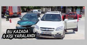 OTOMOBİL VE JEEP ÇARPIŞTI, 6 KİŞİ YARALANDI