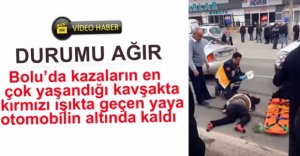 KIRMIZI IŞIKTA GEÇEN YAYAYA ARAÇ ÇARPTI